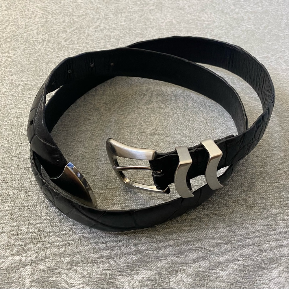 Black full grain croco embossed leather belt size 38/95